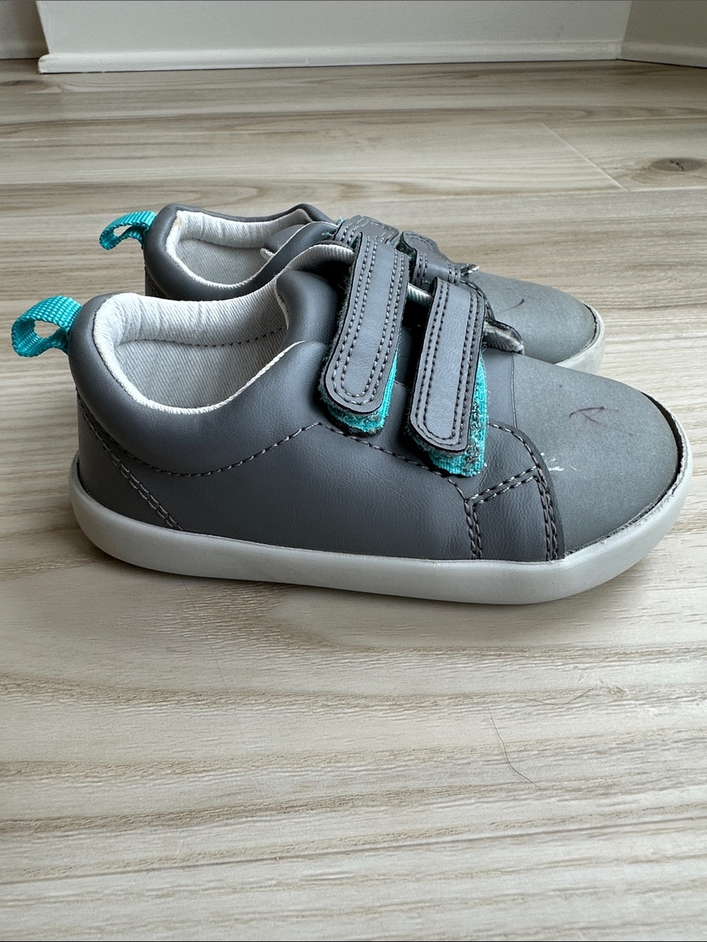 Ten Little Grey Velcro Sneakers